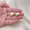 Oro Laminado Huggie Hoop, Gold Filled Style Star Design, Polished, Golden Finish, 02.163.0326.14