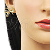 Oro Laminado Stud Earring, Gold Filled Style Bow and Twist Design, Polished, Golden Finish, 02.163.0328