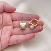 Oro Laminado Small Hoop, Gold Filled Style Ball Design, with Ivory Pearl, Polished, Golden Finish, 02.213.0676.16