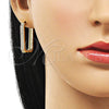 Oro Laminado Huggie Hoop, Gold Filled Style with White Micro Pave, Polished, Golden Finish, 02.283.0121.18