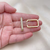 Oro Laminado Huggie Hoop, Gold Filled Style with White Micro Pave, Polished, Golden Finish, 02.283.0121.18