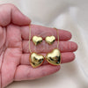 Oro Laminado Necklace and Earring, Gold Filled Style Heart and Box Design, Polished, Golden Finish, 06.417.0012
