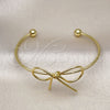 Oro Laminado Individual Bangle, Gold Filled Style Bow and Ball Design, Polished, Golden Finish, 07.417.0001 (02 MM Thickness, One size fits all)