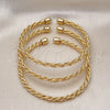 Oro Laminado Trio Bangle, Gold Filled Style Twist Design, Polished, Golden Finish, 07.170.0015.1 (05 MM Thickness, One size fits all)