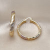 Oro Laminado Medium Hoop, Gold Filled Style Hollow Design, Diamond Cutting Finish, Tricolor, 02.170.0185.1.40