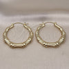 Oro Laminado Large Hoop, Gold Filled Style Bamboo and Hollow Design, Polished, Golden Finish, 02.60.0149.50