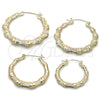 Oro Laminado Large Hoop, Gold Filled Style Bamboo and Hollow Design, Polished, Golden Finish, 02.60.0149.50