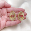 Oro Laminado Stud Earring, Gold Filled Style Twist Design, Polished, Golden Finish, 02.213.0690
