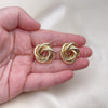 Oro Laminado Stud Earring, Gold Filled Style Love and Twist Design, Polished, Golden Finish, 02.170.0462