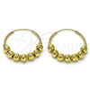 Oro Laminado Medium Hoop, Gold Filled Style Ball and Hollow Design, Polished, Golden Finish, 02.170.0435.30