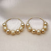 Oro Laminado Medium Hoop, Gold Filled Style Ball and Hollow Design, Matte Finish, Golden Finish, 02.170.0464.35