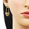 Oro Laminado Medium Hoop, Gold Filled Style Ball and Hollow Design, with Multicolor Crystal, Diamond Cutting Finish, Golden Finish, 02.170.0465.30