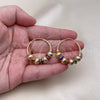 Oro Laminado Medium Hoop, Gold Filled Style Ball and Hollow Design, with Multicolor Crystal, Diamond Cutting Finish, Golden Finish, 02.170.0465.30