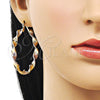 Oro Laminado Large Hoop, Gold Filled Style Twist Design, Polished, Tricolor, 02.170.0466.50