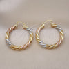 Oro Laminado Medium Hoop, Gold Filled Style Twist Design, Matte Finish, Tricolor, 02.170.0473.40