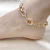 Oro Laminado Fancy Anklet, Gold Filled Style Rolo and Twist Design, Polished, Golden Finish, 03.415.0007.10 (12 MM Thickness, 10 Inches Length)