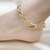 Oro Laminado Fancy Anklet, Gold Filled Style Rolo and Twist Design, Polished, Golden Finish, 03.415.0008.10 (11 MM Thickness, 10 Inches Length)