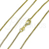Oro Laminado Basic Necklace, Gold Filled Style Box Design, Polished, Golden Finish, 04.213.0331.18 (01 MM Thickness, 18 Inches Length)