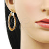 Oro Laminado Medium Hoop, Gold Filled Style Twist and Hollow Design, Polished, Tricolor, 02.170.0479.40
