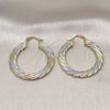 Oro Laminado Medium Hoop, Gold Filled Style Twist and Hollow Design, Polished, Tricolor, 02.170.0479.40