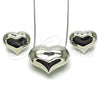 Rhodium Gold Filled Earring and Pendant Adult Set, Heart and Hollow Design, Polished, Rhodium Finish, 10.163.0022.1