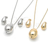 Oro Laminado Earring and Pendant Adult Set, Gold Filled Style Teardrop and Hollow Design, Polished, Golden Finish, 10.163.0023