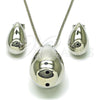 Rhodium Plated Earring and Pendant Adult Set, Chunky and Hollow Design, Polished, Rhodium Finish, 10.163.0023.1