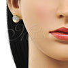 Oro Laminado Stud Earring, Gold Filled Style with White Micro Pave, Polished, Golden Finish, 02.411.0025