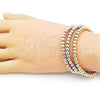 Oro Laminado Trio Bangle, Gold Filled Style Ball Design, Polished, Tricolor, 07.170.0039 (05 MM Thickness, One size fits all)