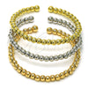 Oro Laminado Trio Bangle, Gold Filled Style Ball Design, Polished, Tricolor, 07.170.0039 (05 MM Thickness, One size fits all)