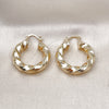 Oro Laminado Medium Hoop, Gold Filled Style Hollow and Twist Design, Polished, Golden Finish, 02.170.0480.30