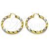 Oro Laminado Large Hoop, Gold Filled Style Twist and Hollow Design, Polished, Tricolor, 02.170.0042.1.50