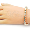 Oro Laminado Fancy Bracelet, Gold Filled Style Ball and Hollow Design, Polished, Golden Finish, 03.253.0100.07 (08 MM Thickness, 8 Inches Length)