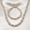 Oro Laminado Necklace and Bracelet, Gold Filled Style Ball and Hollow Design, Polished, Two Tone, 06.253.0006.1