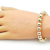 Oro Laminado Fancy Bracelet, Gold Filled Style Ball and Hollow Design, Polished, Golden Finish, 03.253.0101.07 (10 MM Thickness, 8 Inches Length)