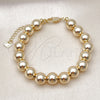 Oro Laminado Fancy Bracelet, Gold Filled Style Ball and Hollow Design, Polished, Golden Finish, 03.253.0101.07 (10 MM Thickness, 8 Inches Length)