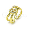 Oro Laminado Elegant Ring, Gold Filled Style Heart and Love Knot Design, Polished, Golden Finish, 01.213.0066 (One size fits all)