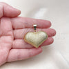 Oro Laminado Fancy Pendant, Gold Filled Style Heart and Hollow Design, Matte Finish, Golden Finish, 05.341.0094