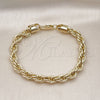 Oro Laminado Basic Bracelet, Gold Filled Style Rope Design, Polished, Golden Finish, 04.213.0334.08 (08 MM Thickness, 8 Inches Length)