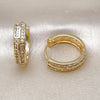 Oro Laminado Huggie Hoop, Gold Filled Style with White Cubic Zirconia, Polished, Golden Finish, 02.210.0848.22