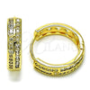 Oro Laminado Huggie Hoop, Gold Filled Style with White Cubic Zirconia, Polished, Golden Finish, 02.210.0848.22