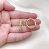 Oro Laminado Huggie Hoop, Gold Filled Style with White Micro Pave, Polished, Golden Finish, 02.210.0850.24