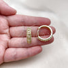 Oro Laminado Huggie Hoop, Gold Filled Style with White Cubic Zirconia and White Micro Pave, Polished, Golden Finish, 02.210.0852.23