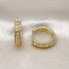 Oro Laminado Huggie Hoop, Gold Filled Style with White Cubic Zirconia and White Micro Pave, Polished, Golden Finish, 02.210.0852.23