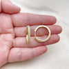 Oro Laminado Huggie Hoop, Gold Filled Style with White Cubic Zirconia, Polished, Golden Finish, 02.210.0857.23