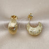 Oro Laminado Stud Earring, Gold Filled Style Diamond Cutting Finish, Golden Finish, 02.260.0024