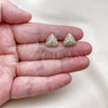 Oro Laminado Stud Earring, Gold Filled Style with White Micro Pave, Polished, Golden Finish, 02.260.0026