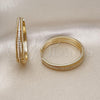 Oro Laminado Huggie Hoop, Gold Filled Style Twist Design, with White Micro Pave, Polished, Golden Finish, 02.204.0005.35