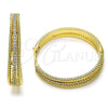 Oro Laminado Huggie Hoop, Gold Filled Style Twist Design, with White Micro Pave, Polished, Golden Finish, 02.204.0005.35
