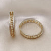 Oro Laminado Huggie Hoop, Gold Filled Style Miami Cuban Design, with White Micro Pave, Polished, Golden Finish, 02.204.0013.35